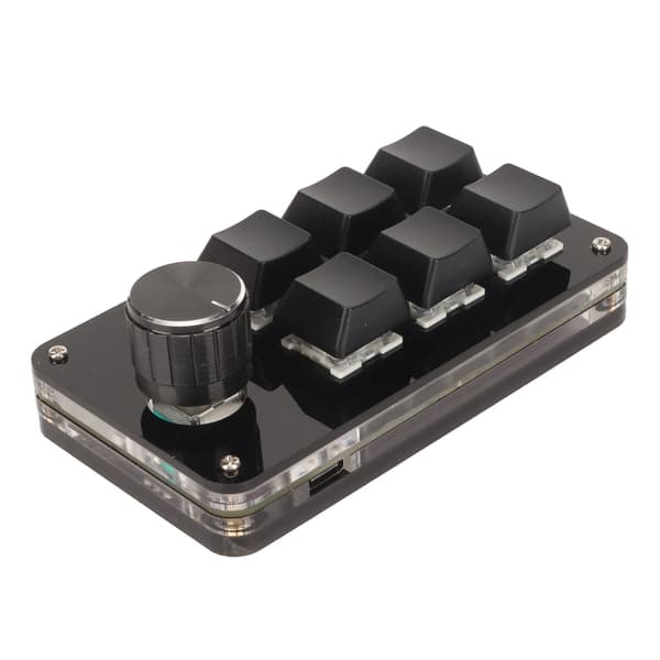 6-tasters mini-tastatur med knap RGB-lys blå switch kablet forbindelse plug and play DIY programmerbart enhånds mekanisk tastatur sort