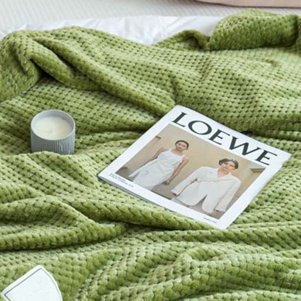 Jäähdytyspeitto Maito Fleece Lattice Jacquard Peitto Summer Cold Single Nap Peitto vuodesohvaan Toimisto Vihreä 100x120cm