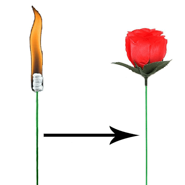Fire Magic Torch til Roseblomst-Triks Profesjonelle Magikerrekvisitter Mentalisme for Bryllup Gateforestillinger