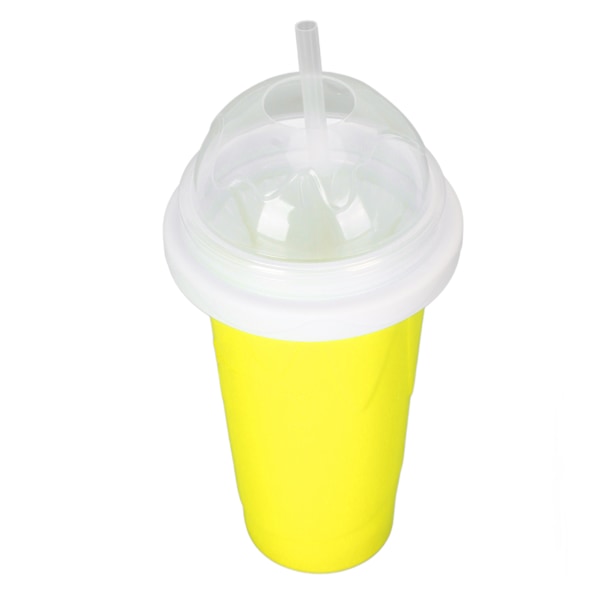 Slushie Cup TPU-beholder, silikon, gjenbrukbar, stor kapasitet, enkel å rengjøre, klemmekopp for familie, reiser, camping, gul