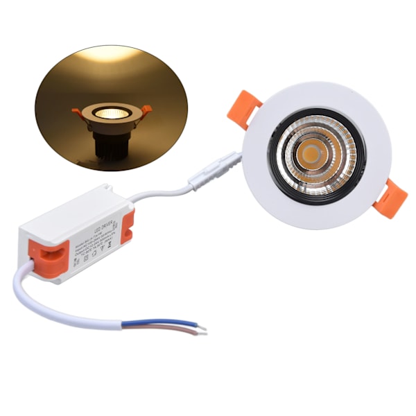 Fellede lys 7W varmt lys 3000K justerbar vinkel LED taklampe for gang stue soverom 100‑264V
