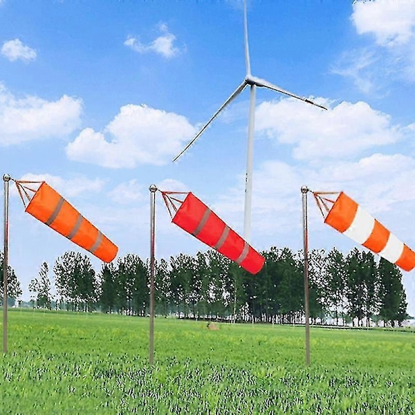 60/80/100cm Reflekterende Vindpose Udendørs Lufthavn Vindretning Vindtæt Vejrhane Vindfløj Vindpose Vind Indikator Orangegrå60cm