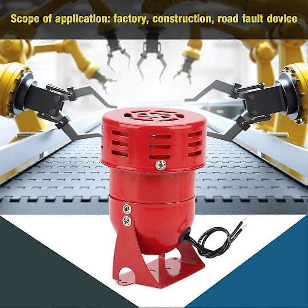 220v Industriel Sirene Alarm Sirene Motor Alarm, Mini Alarm Bil Alarm Ring Metal Motor Alarm 220V 120DB Elektrisk Tyveribeskyttelse MS-190 (Rød)