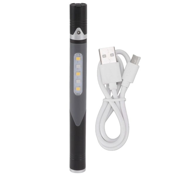 Pen Flashlight USB Charge 3 Light Sources LED Chip Clip Design Widely Used Pen Light Flashlight for Repair Hospital Black