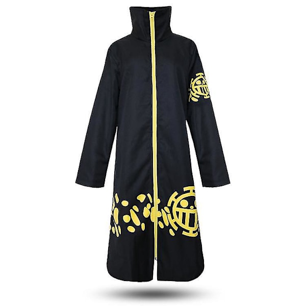 One Piece Trafalgar Law Cosplay Kostume - Unisex Lang Frakke til Mænd med Kappe og Hat XXL One Piece Kappe