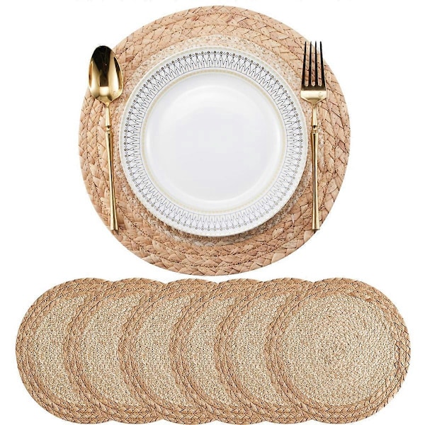 Boho Bordstabletter Set om 6 - Handgjorda Vävda Bordstabletter