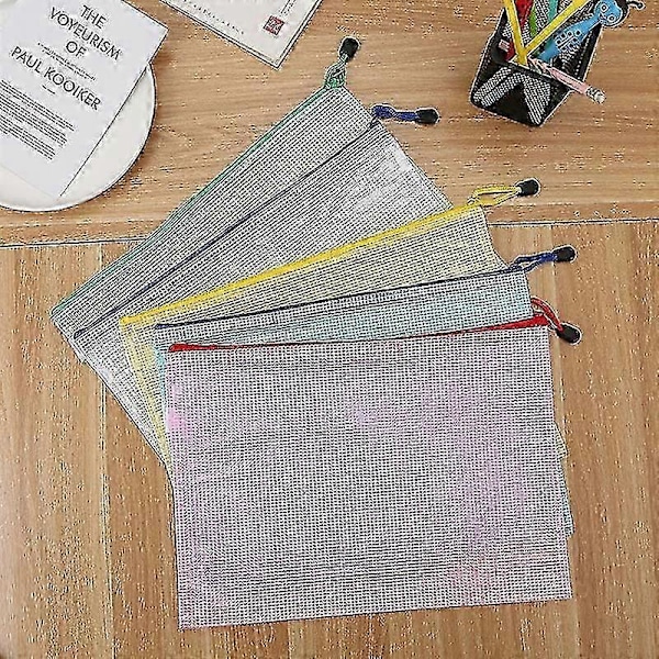 12/24 st Mesh Dragkedjeförvaring Dragkedjeväskor, A4-storlek För Skola, Brädspel Och Kontorsmaterial 24 st