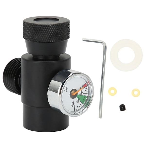 CO2-cylinderpåfyllningsadapterkontakt CGA320 // TR21-4 ASA 3000psi tryckmätare svart