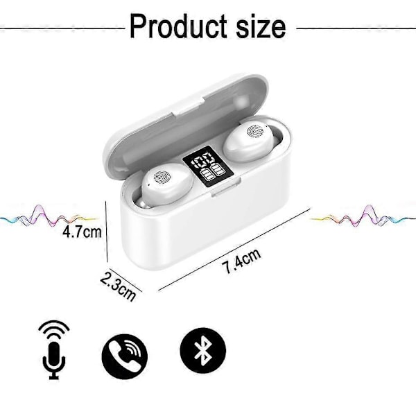 Bluetooth 5.0 Trådlösa Hörlurar med Touchkontroll och Mikrofon - Fri Frakt vit