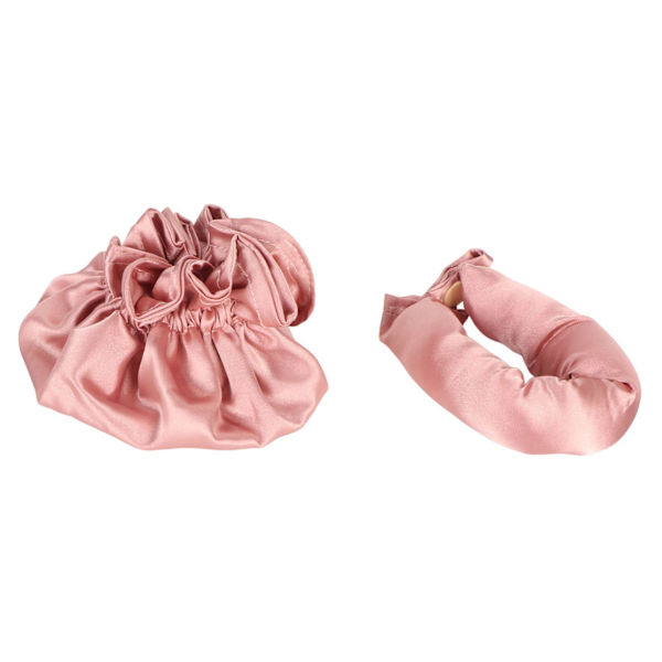 Varmeløs bolle hår styling kit klud bærbar blød satin varmeløs curler til sovende langt hår støvet rosa