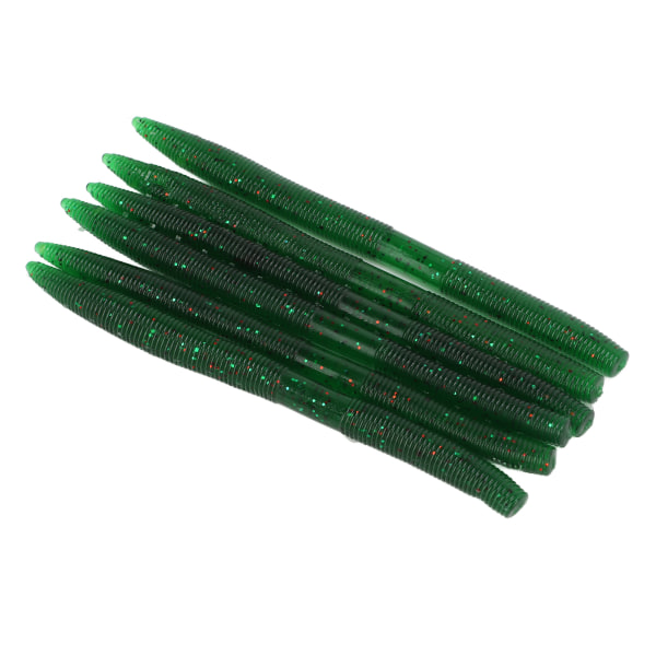 6 st/set Noodle Worm Fiskebete Bite Resistent PVC Mjuk Maggot Daggmåsk Artificial Bait Mörkgrön