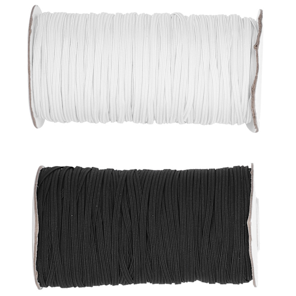 Elastisk bånd flad syning reb snor streng DIY ærme maske fremstilling høj elastisk 100 yard rulle (sort hvid)
