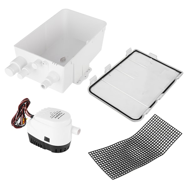 DC 12V/24V 750GPH Shower Sump Pump Automatic Switch Bilge Drain Box Multi Inlet for Marine Boat Yacht G750‑30