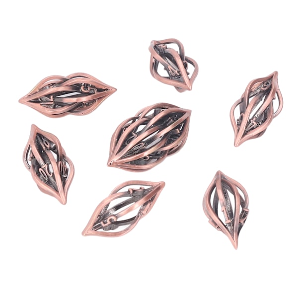 7-osainen ontto metalli noppasetti Retro Exquisite Polyhedral Dice Roolipelaaminen Pöytäpeli Tarvikkeet Lahja Punainen Kupari