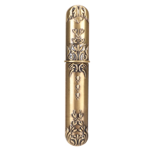 Vintage nåleetui med indgraveret stereoskopisk mønster, stilful opbevaringsrør til synåle, nåleholder, gør-det-selv-syværktøj, bronze