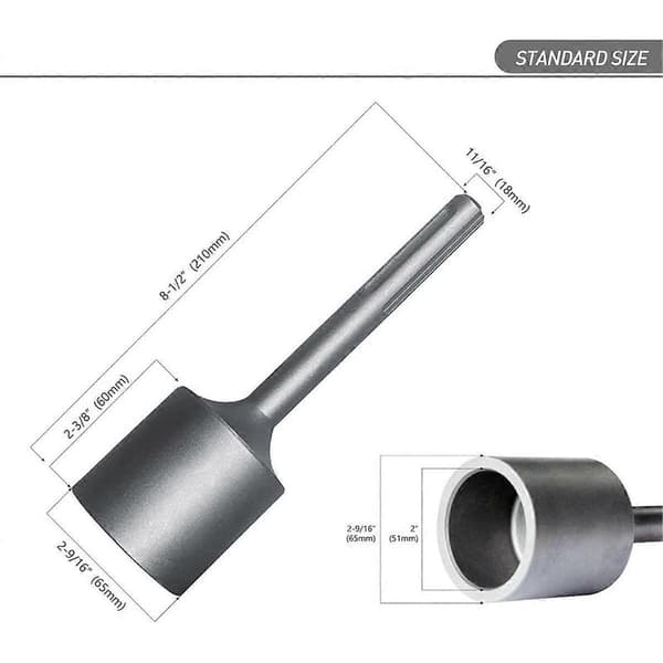 SDS Max skruetilbehør for T-stolpe, 2-tommers hodediameter