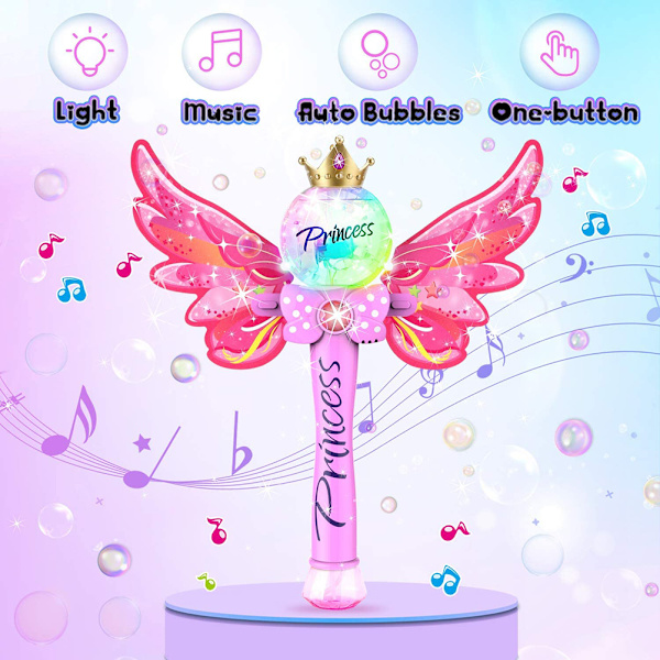 Elektrisk bubbelmaskin Fe-bubbelstav Bubbelblåsare för flickor Barn Musikalisk handhållen bubbelmaskin