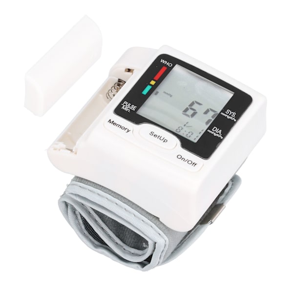 Automatisk blodtryksmåler til håndled med digitalt LCD-display og pulsmåler - B-model