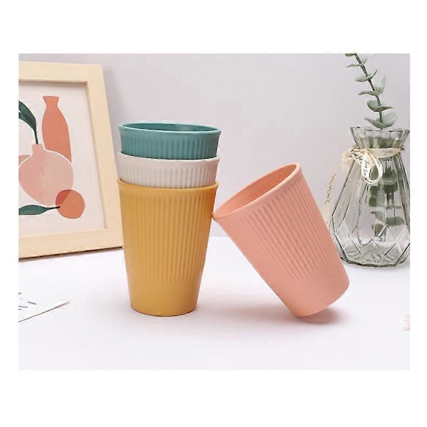 4 st Plastglas, Okrossbara Hälsosamma Polypropenglas för Vuxna och Barn, Set med 4 Färger, Multifunktionella, Mikrovågsugns- och Diskmaskinssäkra