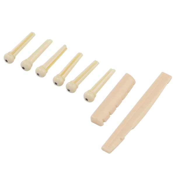 Folkegitar Mutter Sadel ABS med 6 stk. Brostift Instrument Tilbehørssett Kit for Utskifting