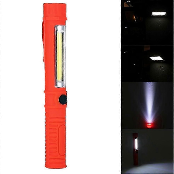 Bærbar Super Lys LED Lomme Pen Lygte Magnetisk Arbejdslampe Lommelygte med Klips Rød