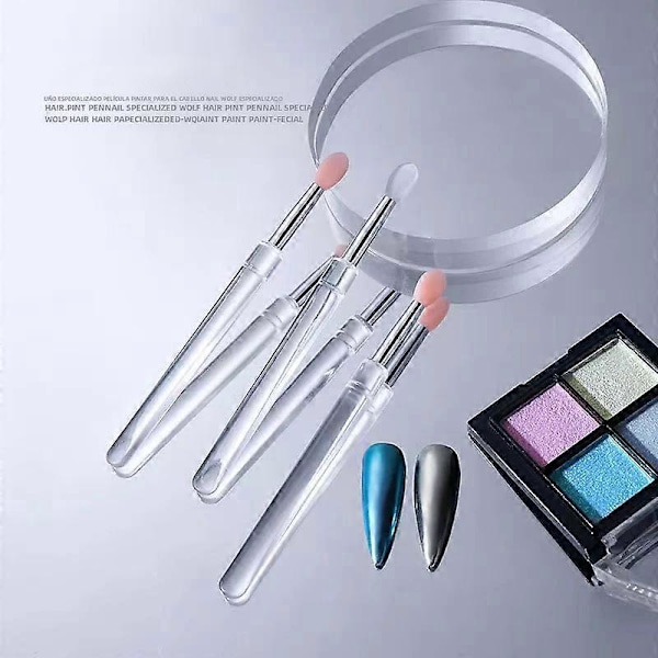 Multifunktionelt Manicure Værktøj Silikone Krom Glitter Genanvendelig Neglebørste Pigment Applikator til Neglekunst 1 stk