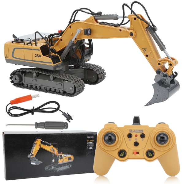 RC Excavator 11 Channel 2,4 Ghz 1:20 Simulation Design Pyöritettävä kauko-ohjattu kaivinkonelelu yli 3-vuotiaille