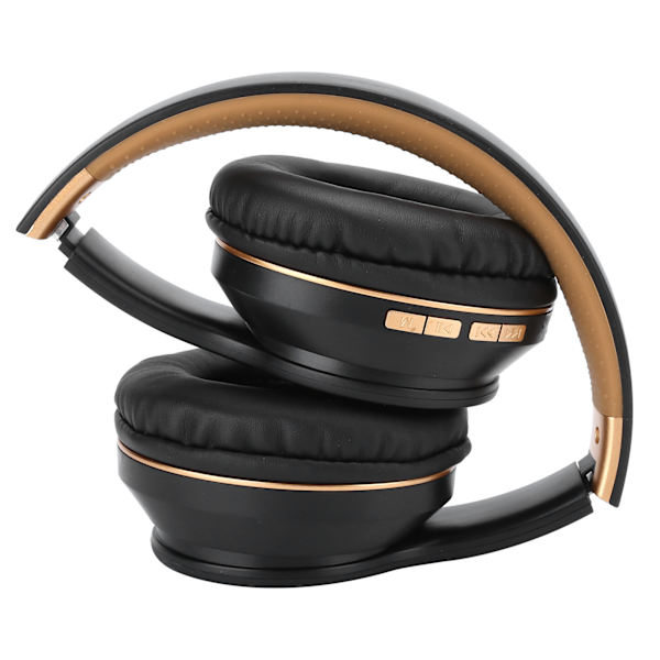 Trådløst Bluetooth stereohodesett MP3 for musikkspill Datamaskiner Støtte Minnekort svart gyldent