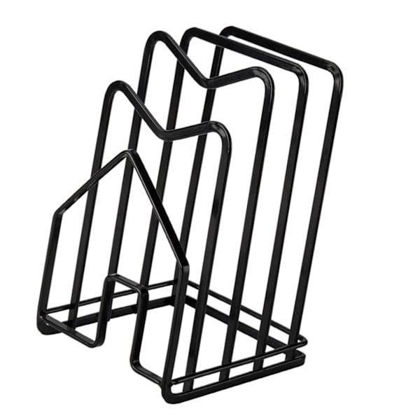 Skärbrädesförvaringsställ Multifunktionell Gryta Lock Stativ Hållare Järn Bra Ventilation Kök Bänkskiva Organizer Svart Standard