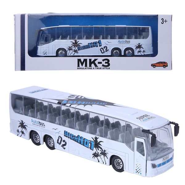 1:50 Simulation Transit Bus Model Legetøj Legering Træk Tilbage Bus Legetøj med Lys og Musik til Børn (Hvid)