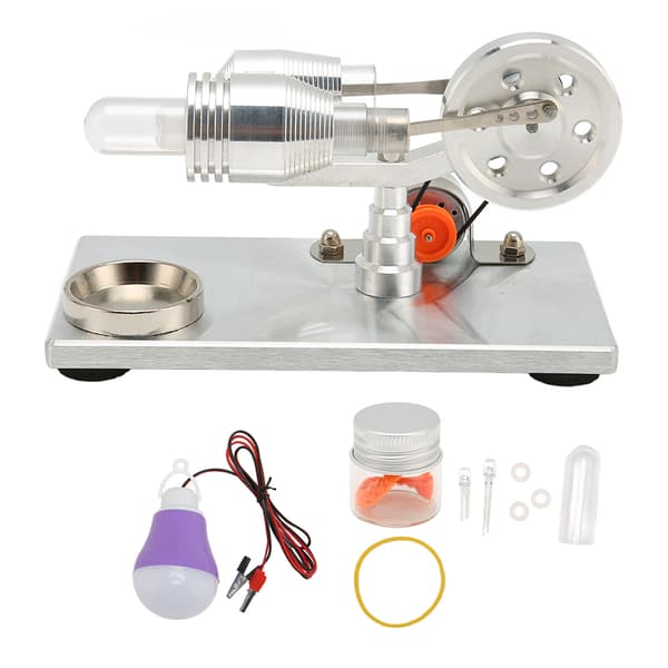 Stirlingmotor Model Lav Temperatur Rustfrit Stål Bundplade Zinklegering Glas Uddannelses Stirlingmotor Model