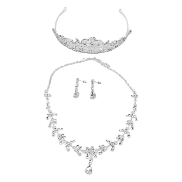 Bröllopskrona Smyckesset Strass Silverfärg Legering Allergivänligt Halsband Kronset