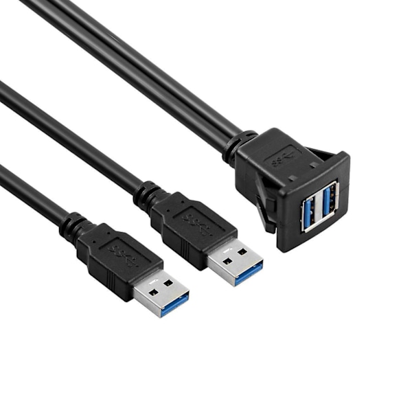 USB 3.0 Infälld Monteringspanel USB 3.0 för Bil Båt Motorcykel Dubbel Port Fyrkantig 1m