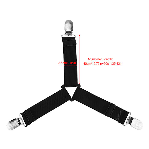 4 stk Justerbar trekant Seng Madrass Lakenholder Stropper Klips Gripere Festemidler (svart)