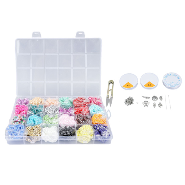 3mm målade glaspärlor set 24 rutnät legering hänge smycken gör-det-själv armband tillbehör cirka 14400 st