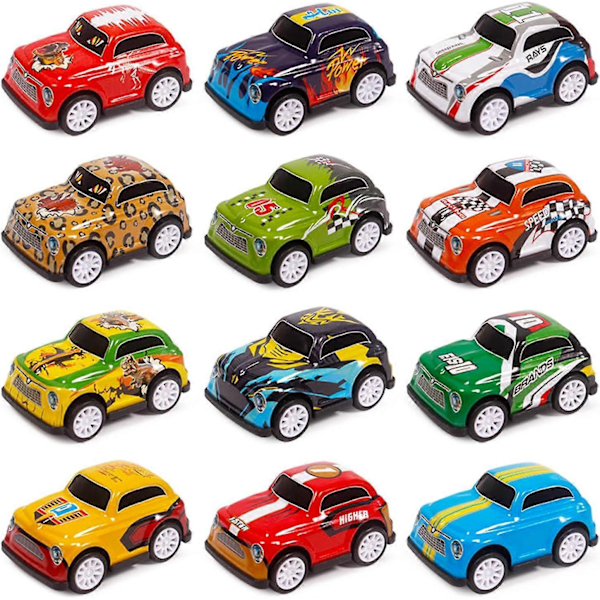 Satunnainen värisarja, 12 kitka-autoa, kitka-autolelu, kitkakilpa-auto, lasten leluauto leikkimatolla, tyttöjen ja poikien lasten autoleikkisetti