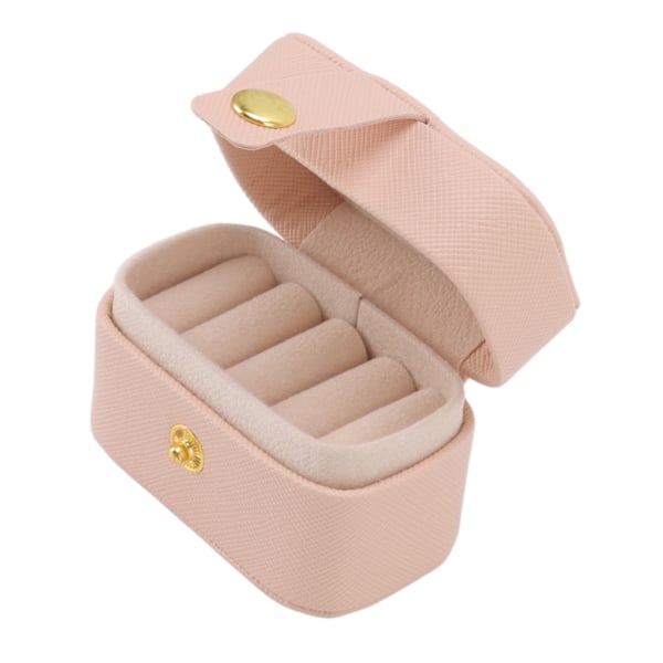 Mini Ring Oppbevaringsboks PU Lær Liten Smykkeboks Organizer Liten Reise Ørepynt Etui Rosa