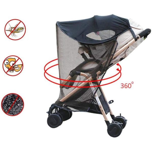 Solskydd med myggnät för barnvagn - Anti-UV solskydd för barnvagn