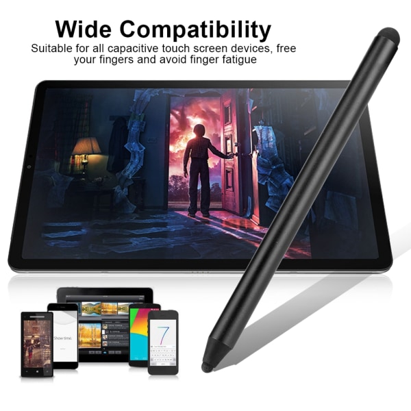 Dobbel bruk Kapasitiv Universal Touch Screen Pen Stylus for alle mobiltelefoner Nettbrett (svart)