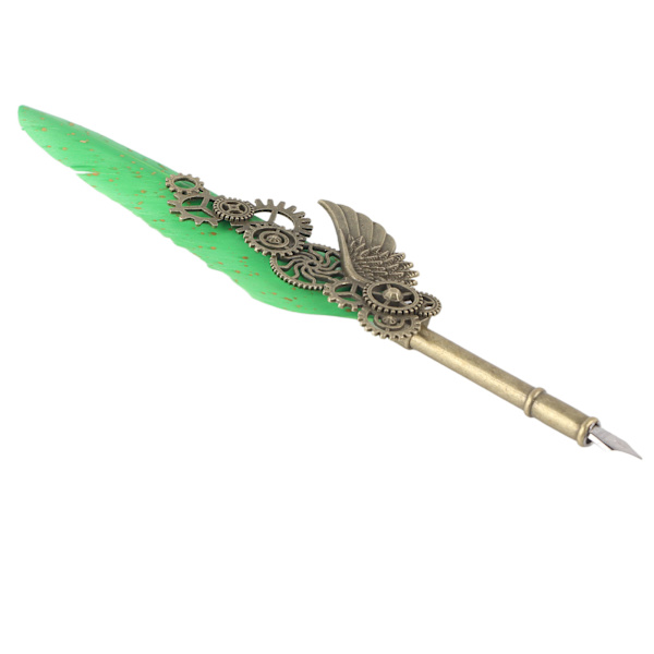 Fjærpennsett Retro Elegant Utsøkt Mønster Rustfritt Stål Nib Slitasjebestandig Kalligrafi Pen KitGrønn Fjærpenn