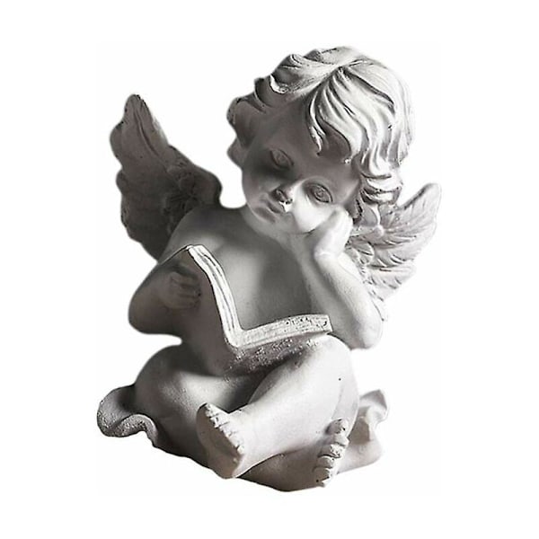 Resin Engel Figur Engel Statue Skrivebordsdekoration Ornament til Kontor Butik Hjem Hvid Stil A(9x8x10.5cm)