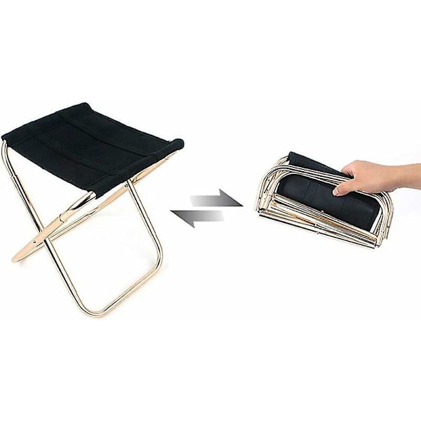 Fällbar Pall, Utomhus Fällstol Bärbar Aluminium Hopfällbar Camping Rese Fiske Stol Sits Pall Svart 22x27cm