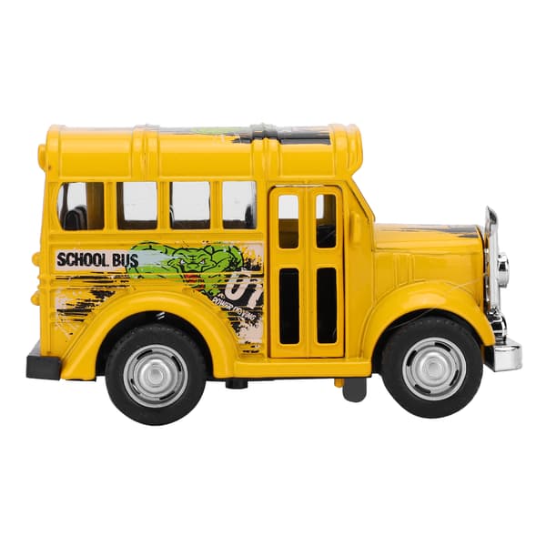 1:36 Mini Alloy Skolebus Model Træk Tilbage Lyd Lys Batteri Køretøj Legetøj Børnegave Gul