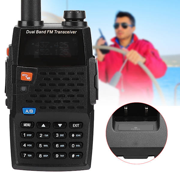 UV-F9+ Marin IP67 Vattentät Walkie Talkie UHF/VHF Dubbelbands Tvåvägsradio (100-240V)UK