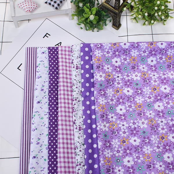 7 st 25*25 cm bomullstyg DIY blandade rutor förskurna sängkläder Duite Quarters Bundle (lila)