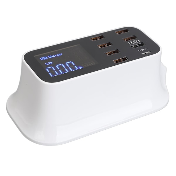 USB-laddningsstation 8 portar laddningshubb 40W USB3.0 Typ C LED-display kretsskydd för telefoner surfplattor 100‑240V AU-kontakt