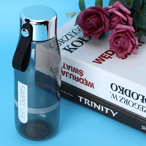 Bärbar enkel vattenflaska för utomhus- och inomhusbruk, rymdflaska, 480 ml (grå)
