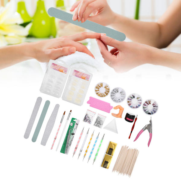 Set Nail Art Dotting Pen tekojalokivi UV-geeli kynsiviila Nail Art Tools Kit
