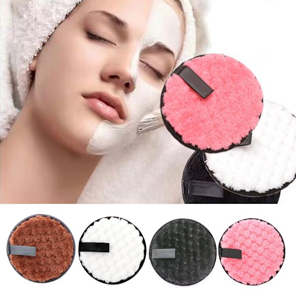 4 stk. Makeupfjernerpuder Runde Dobbeltsidede Genanvendelige Bløde Bærbare Vaskbare Makeup Mikrofiberpuder