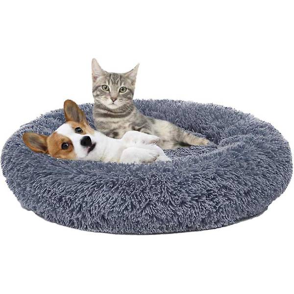Runt Långt Hår Mörkgrå Kattkennel - 50cm